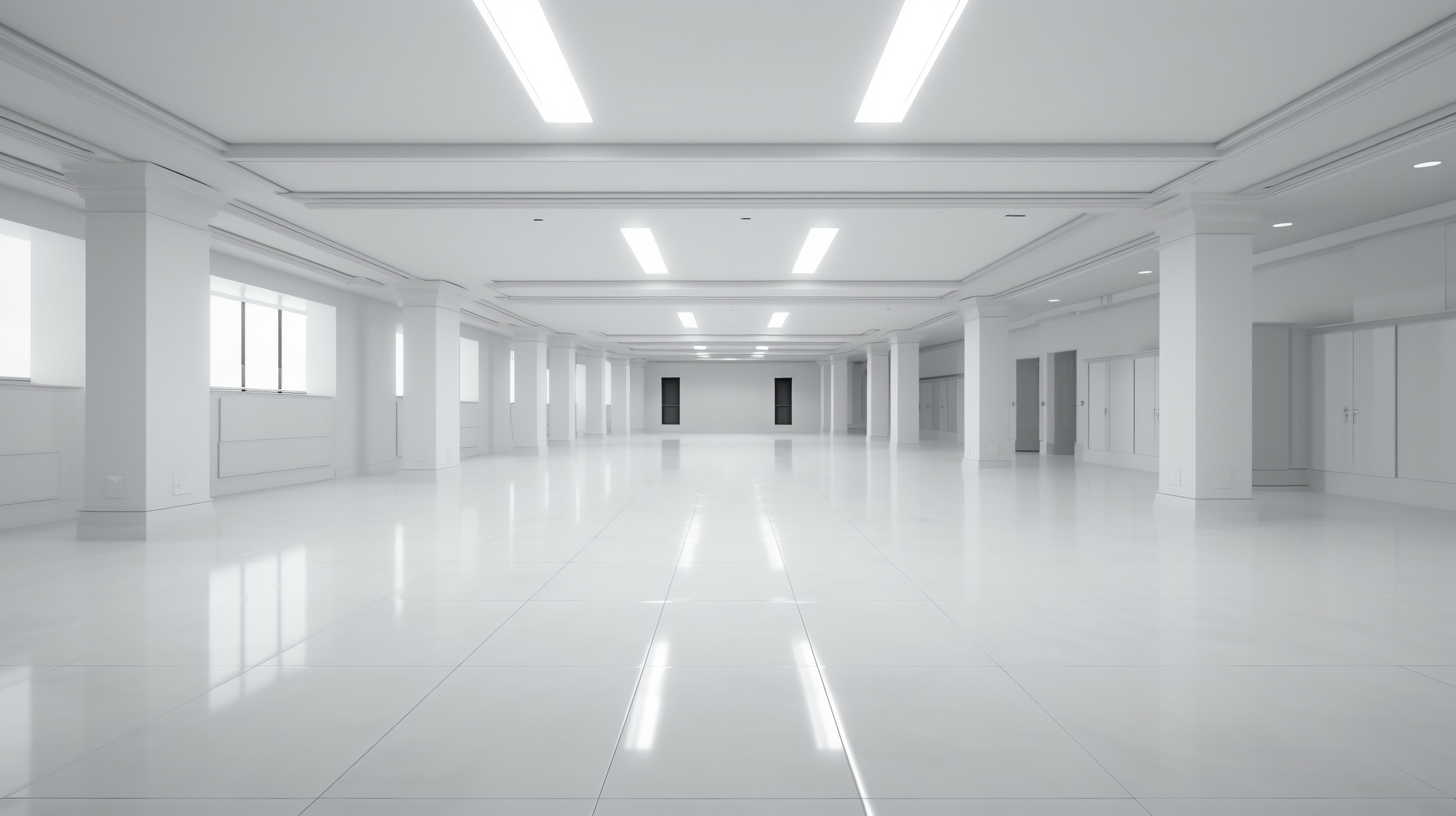 fabrika zeminini gösteren görsel zemine beyaz boya uygulanmış